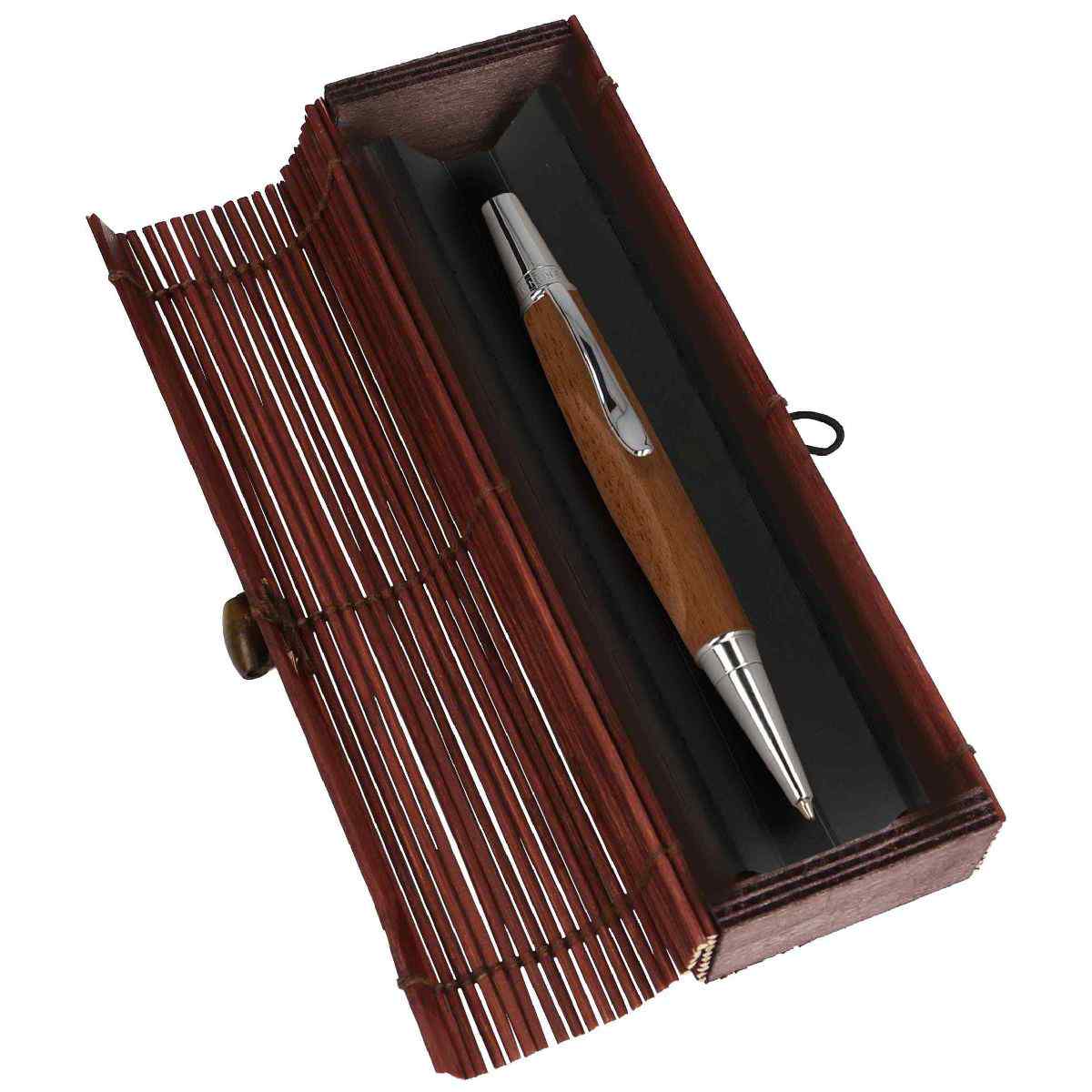 ONLINE Kugelschreiber TriEdge Echt-Holz Walnuß im Bambus-Geschenk-Etui
