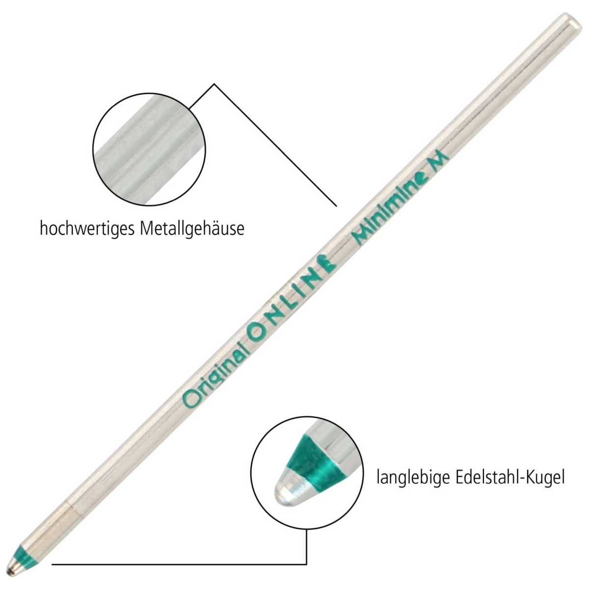 ONLINE Kugelschreibermine D1 4-Farb-Mine grün 3 Stück