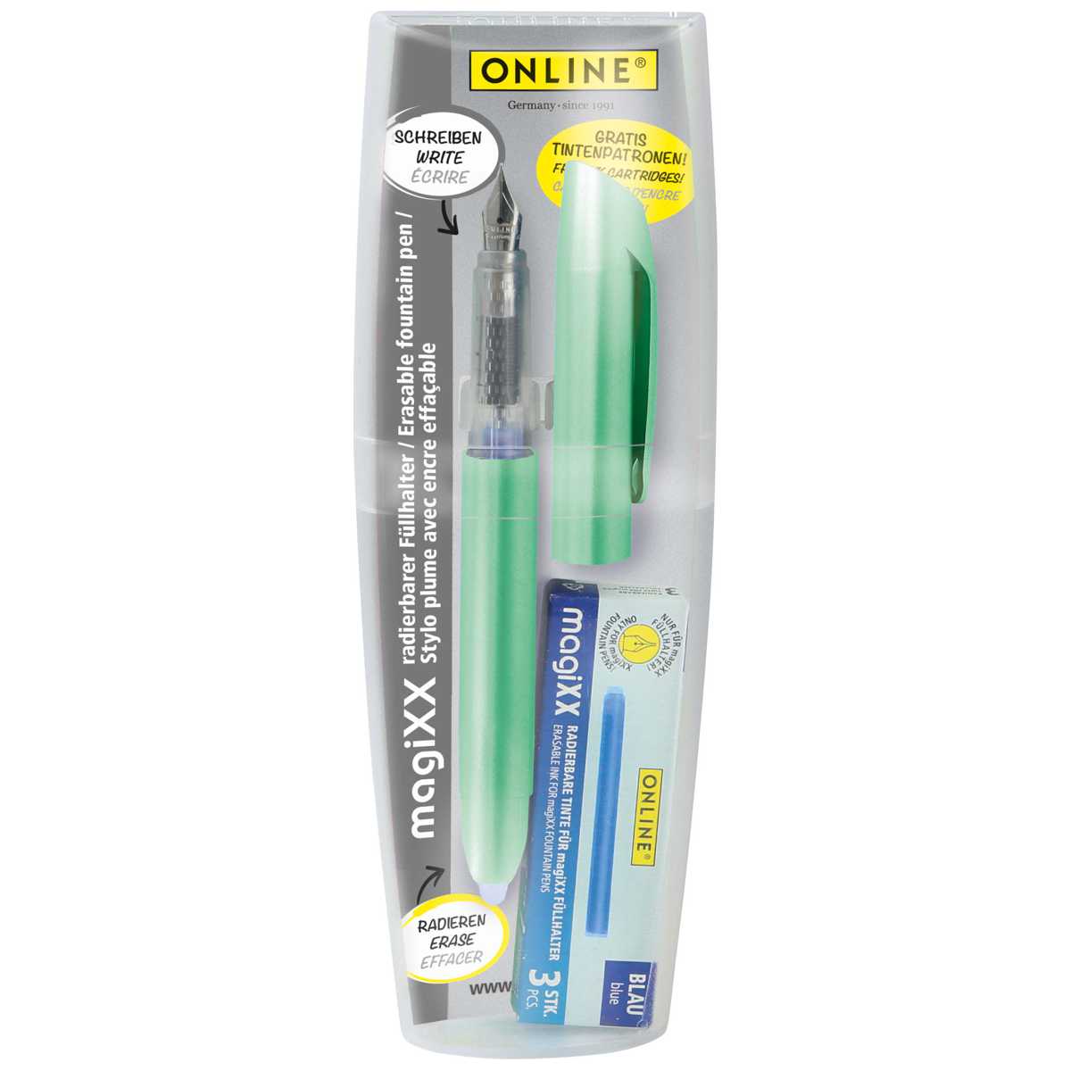 ONLINE Füllhalter Set MagiXX metallic blau inkl. Tinte in Box