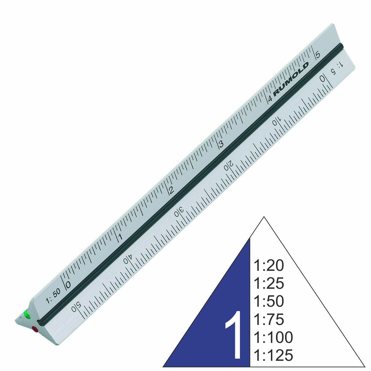 RUMOLD Dreikantmaßstab 195S/1/30 Architekt 1 30cm Aluminium 1:20 - 1:125
