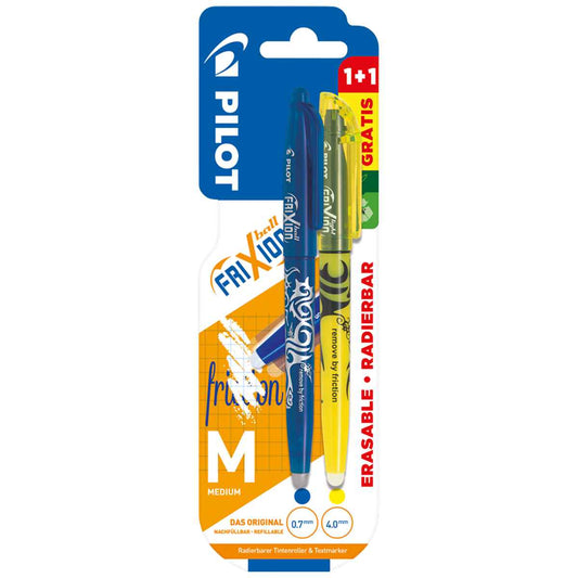 PILOT Tintenroller FriXion Ball 0,7mm blau + 1 Textmarker GRATIS