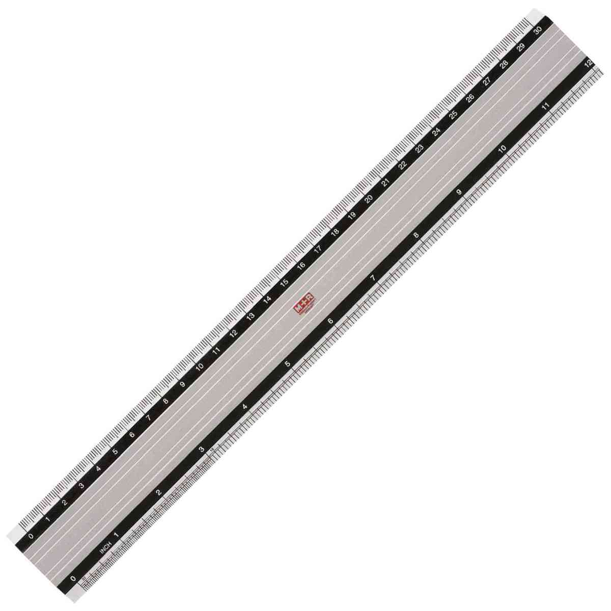 M+R Lineal 1830 30cm Aluminium Skalierung weiß unterlegt