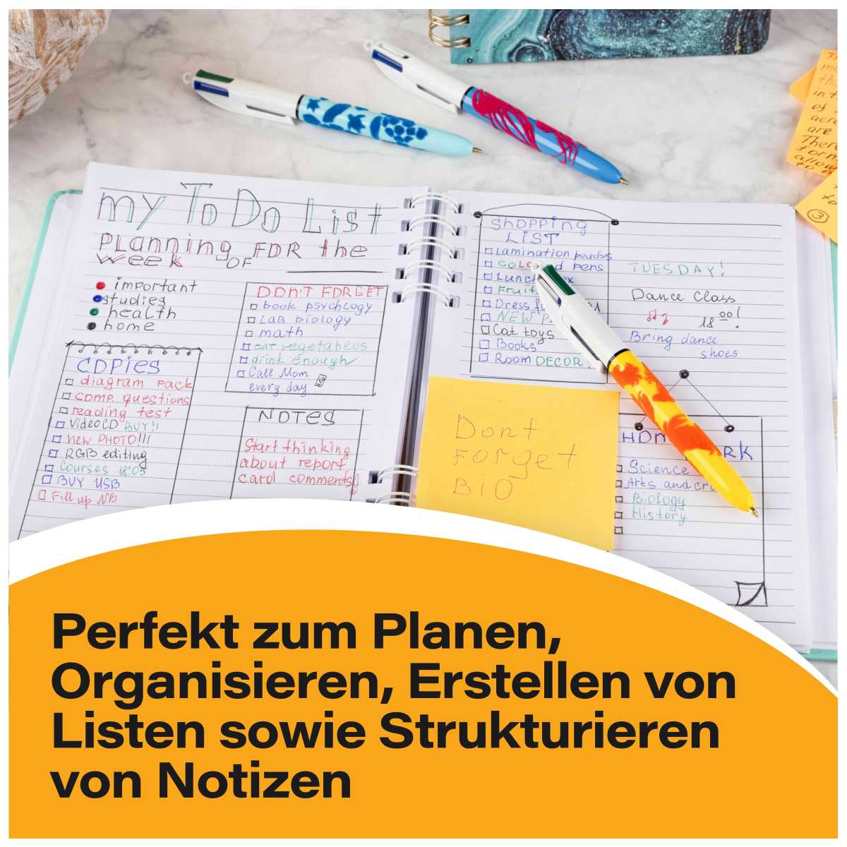 BIC 4-Farb-Kugelschreiber Velours gelb / orange