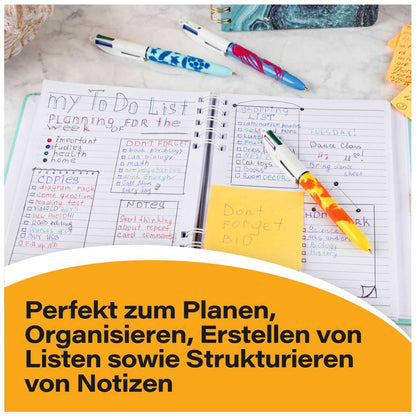 BIC 4-Farb-Kugelschreiber Velours hellblau / dunkelblau