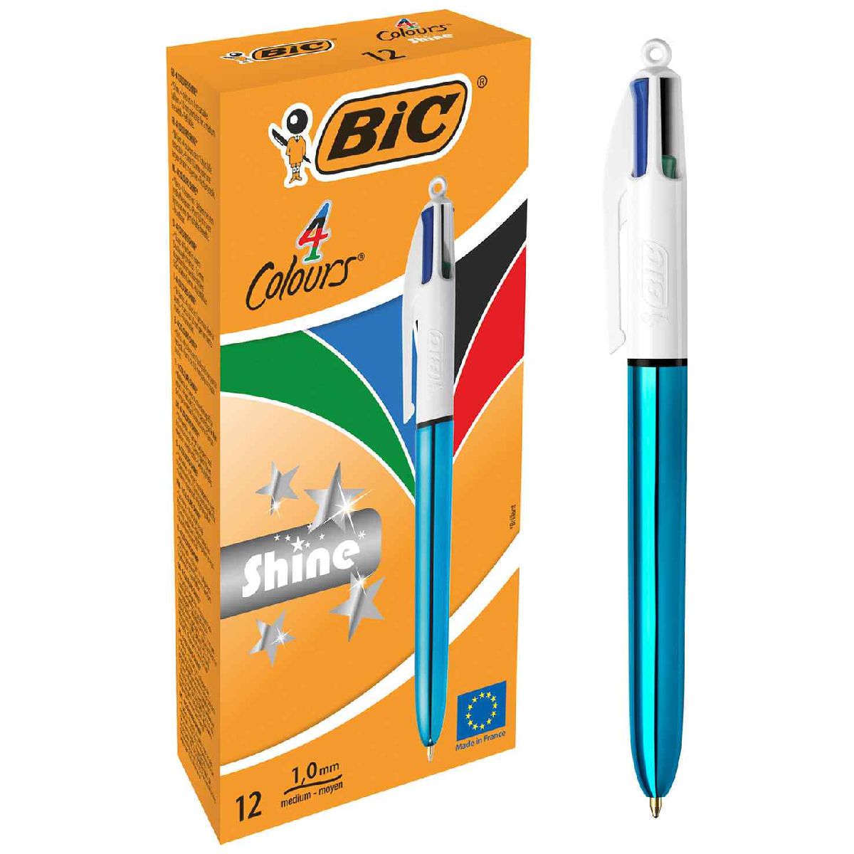 BIC 4-Farb-Kugelschreiber 4Colours -Shine- blau