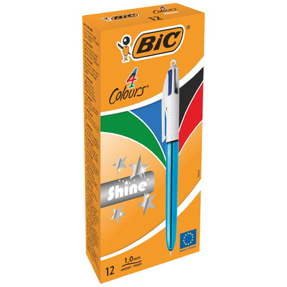 BIC 4-Farb-Kugelschreiber 4Colours -Shine- blau