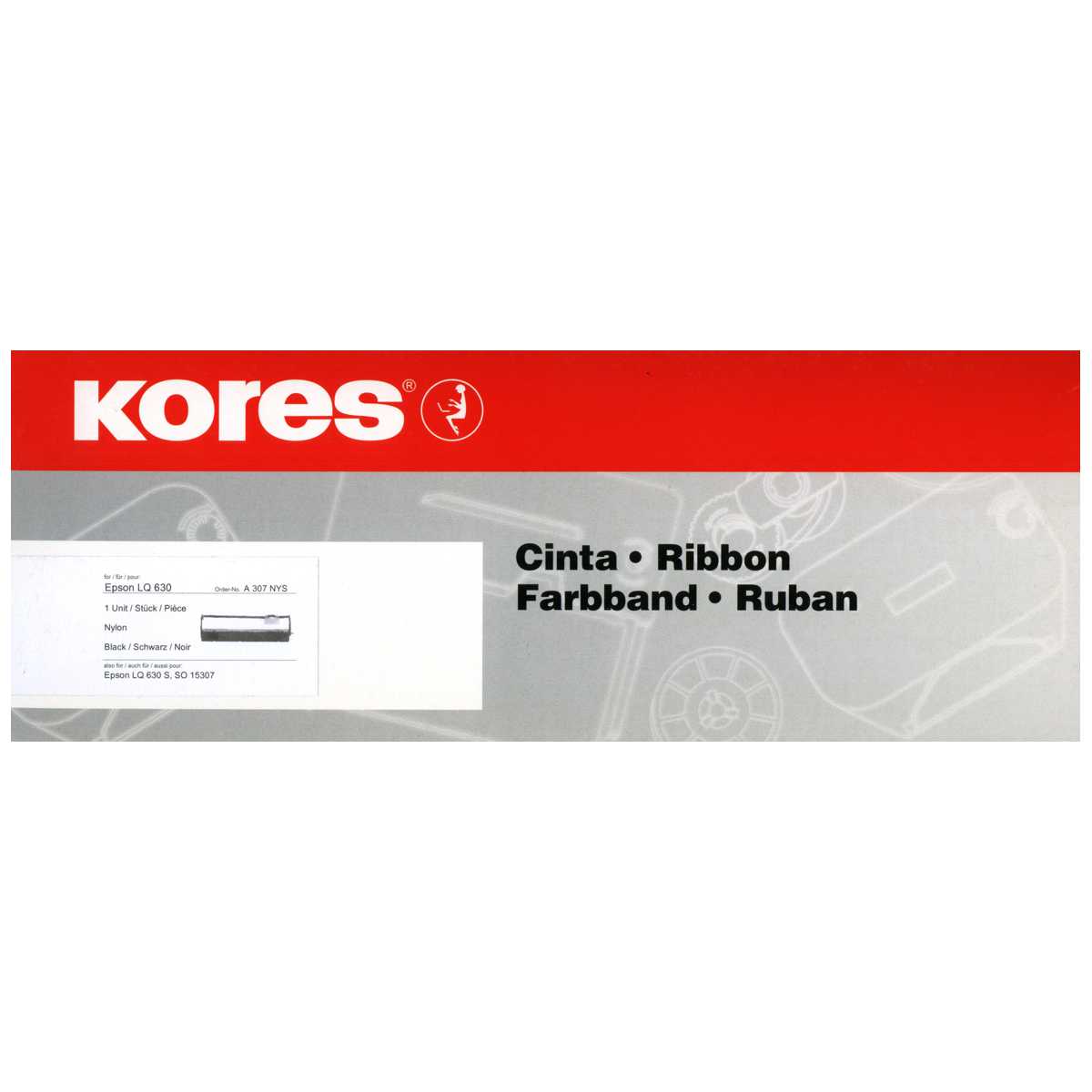 KORES Farbband für EPSON LQ630 S015307 A307NYS 12,7mm x 17m schwarz