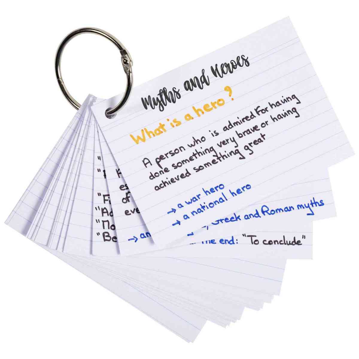 EXACOMPTA Flashcards Lernkarten Karteikarten mit Ring A7 liniert weiß 50 Stück