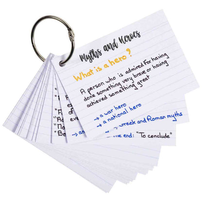 EXACOMPTA Flashcards Lernkarten Karteikarten mit Ring A7 liniert weiß 50 Stück