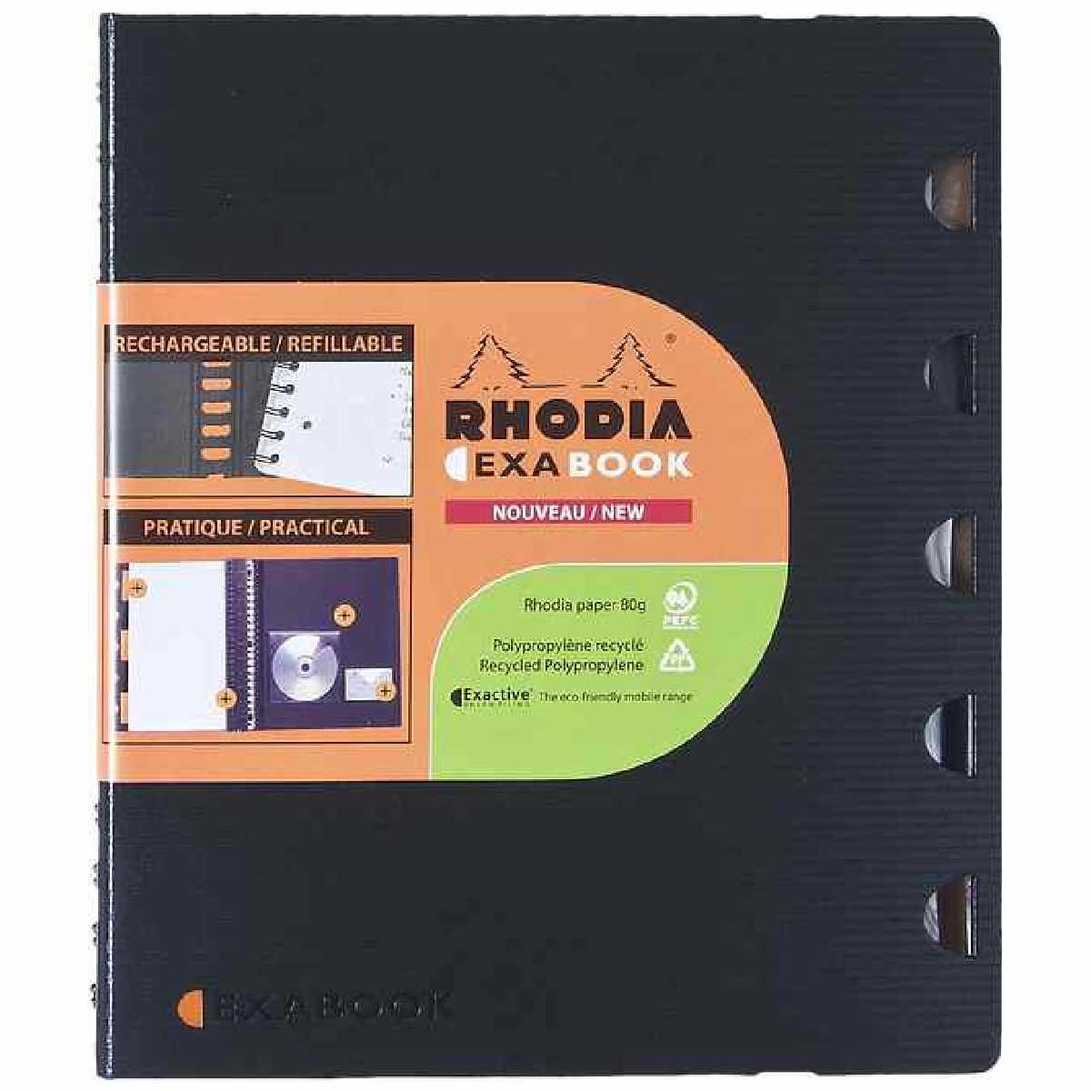RHODIA Exabook Schreibmappe 132142C A4 kariert 80 Blatt nachfüllbar