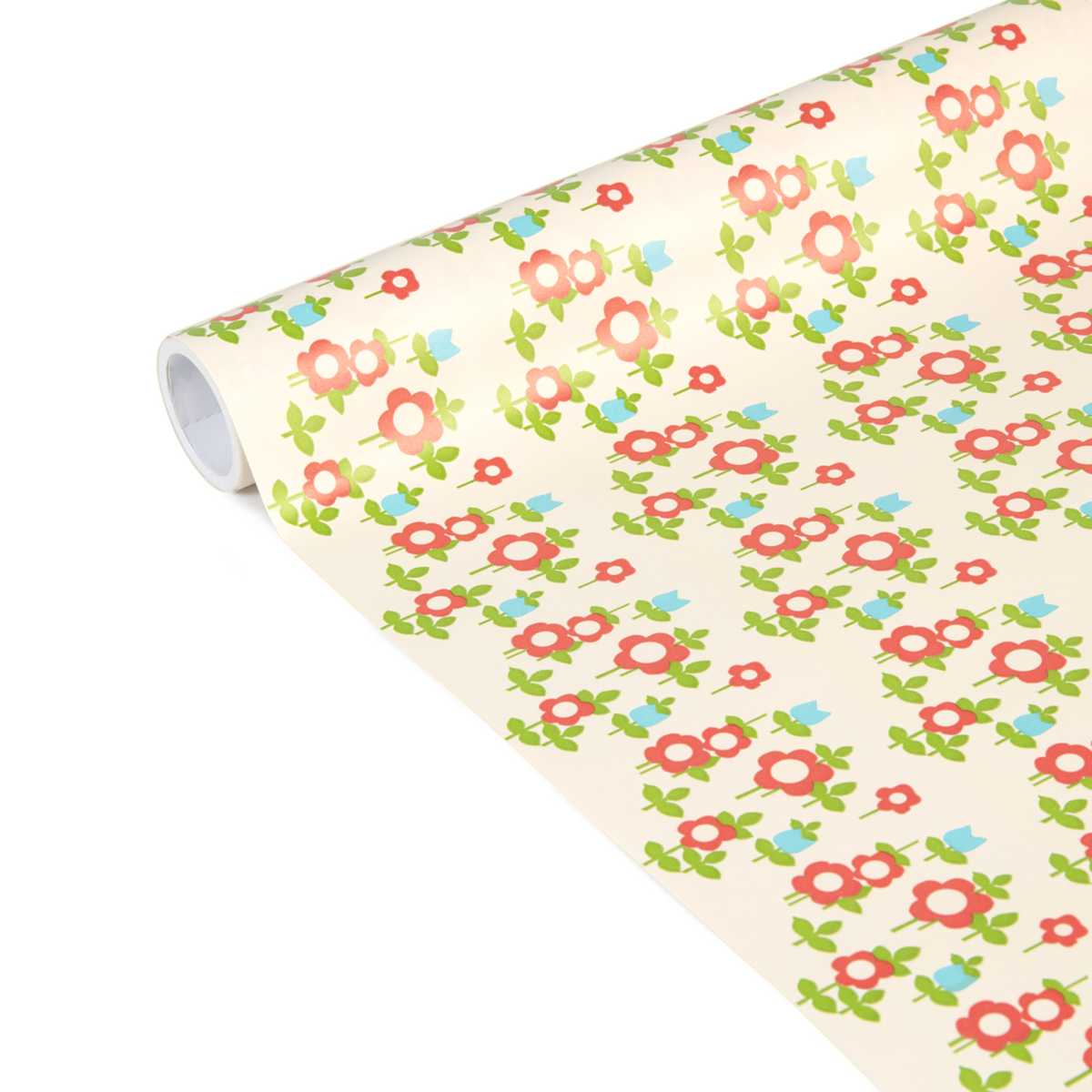 CLAIREFONTAINE Geschenkpapier Tiny Rolls Blumen rot 0,35 x 5m