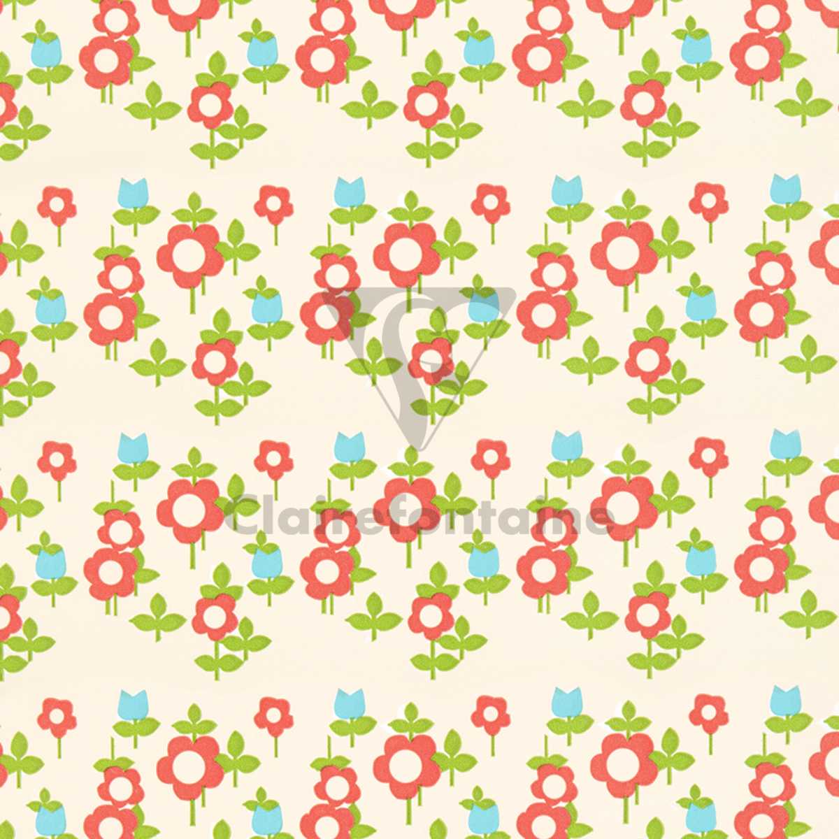 CLAIREFONTAINE Geschenkpapier Tiny Rolls Blumen rot 0,35 x 5m