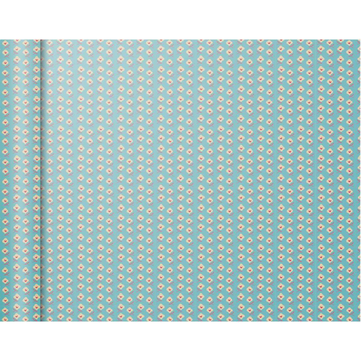 CLAIREFONTAINE Geschenkpapier Tiny Blumen blau 0,35 x 5m