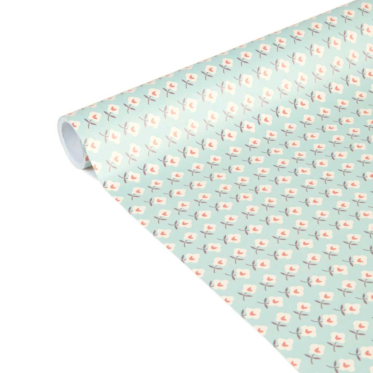 CLAIREFONTAINE Geschenkpapier Tiny Blumen blau 0,35 x 5m