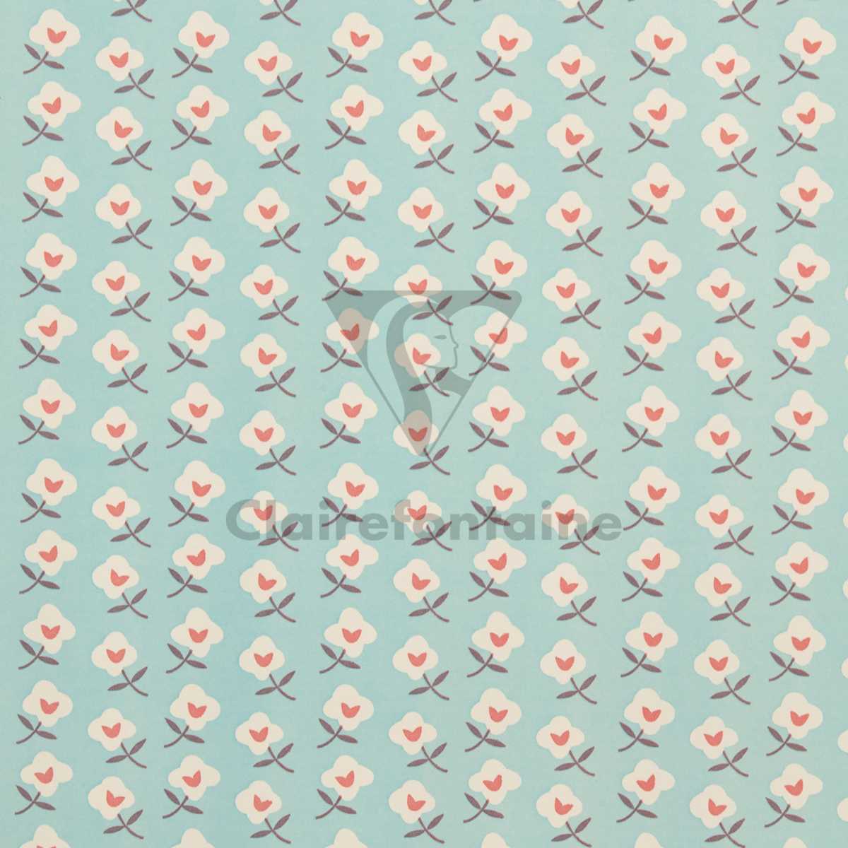 CLAIREFONTAINE Geschenkpapier Tiny Blumen blau 0,35 x 5m