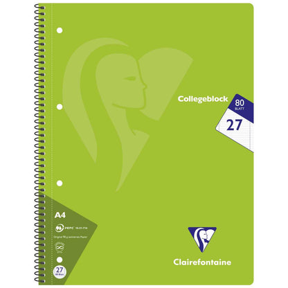 CLAIREFONTAINE Collegeblock INTENSIV A4 80 Blatt liniert Doppelrand LIN 27 90g -5 Stück SPARPACK-