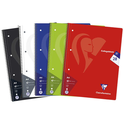CLAIREFONTAINE Collegeblock INTENSIV A4 80 Blatt kariert Doppelrand LIN 28 90g -5 Stück SPARPACK-