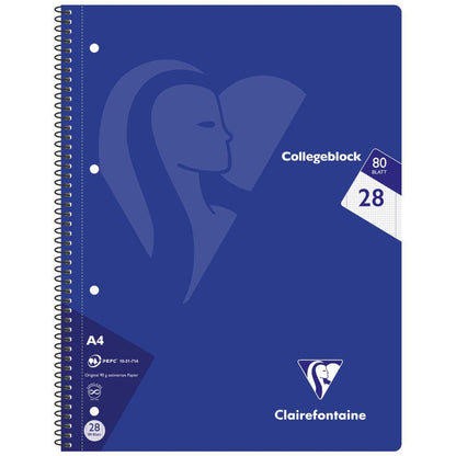 CLAIREFONTAINE Collegeblock INTENSIV A4 80 Blatt kariert Doppelrand LIN 28 90g -5 Stück SPARPACK-