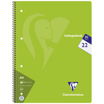 CLAIREFONTAINE Collegeblock INTENSIV A4 80 Blatt kariert LIN 22 90g -5 Stück SPARPACK-