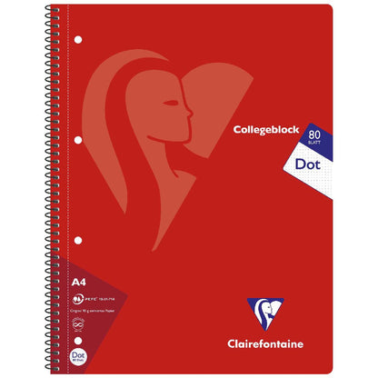 CLAIREFONTAINE Collegeblock INTENSIV A4 80 Blatt dotted 90g -5 Stück SPARPACK-