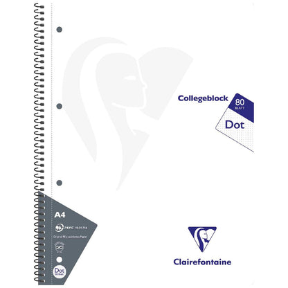 CLAIREFONTAINE Collegeblock INTENSIV A4 80 Blatt dotted 90g -5 Stück SPARPACK-