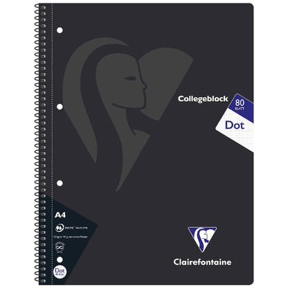 CLAIREFONTAINE Collegeblock INTENSIV A4 80 Blatt dotted 90g -5 Stück SPARPACK-