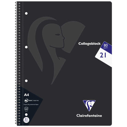 CLAIREFONTAINE Collegeblock INTENSIV A4 80 Blatt liniert LIN 21 90g -5 Stück SPARPACK-