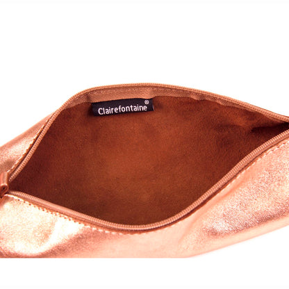 CLAIREFONTAINE Schlamperrolle rund 5,5 x 22cm echt Leder kupfer metallic