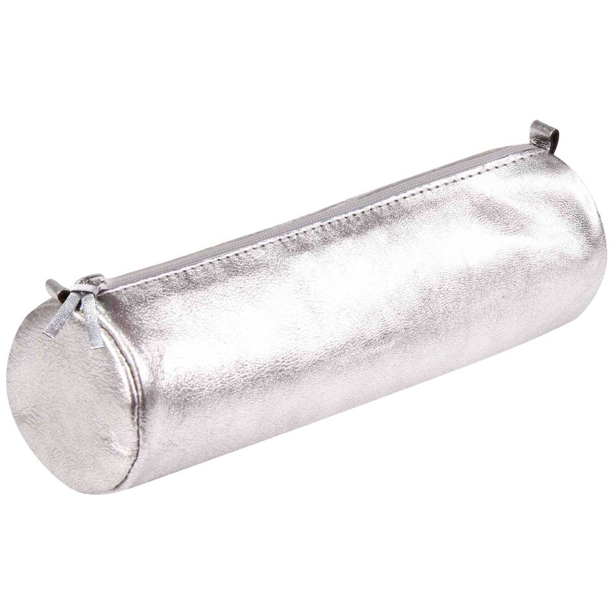 CLAIREFONTAINE Schlamperrolle rund 5,5 x 22cm echt Leder silber metallic