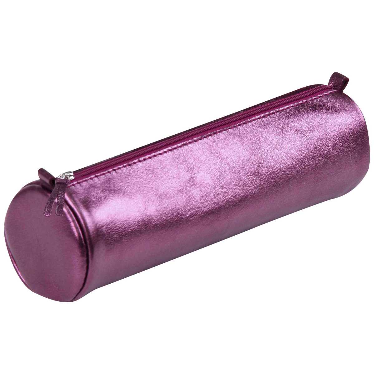 CLAIREFONTAINE Schlamperrolle rund 5,5 x 22cm echt Leder kirschrot metallic