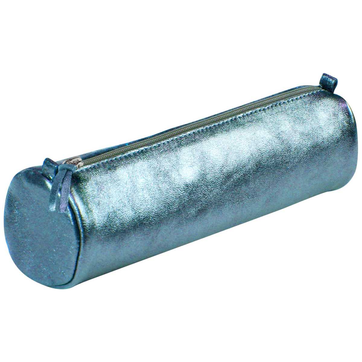 CLAIREFONTAINE Schlamperrolle rund 5,5 x 22cm echt Leder indigoblau metallic
