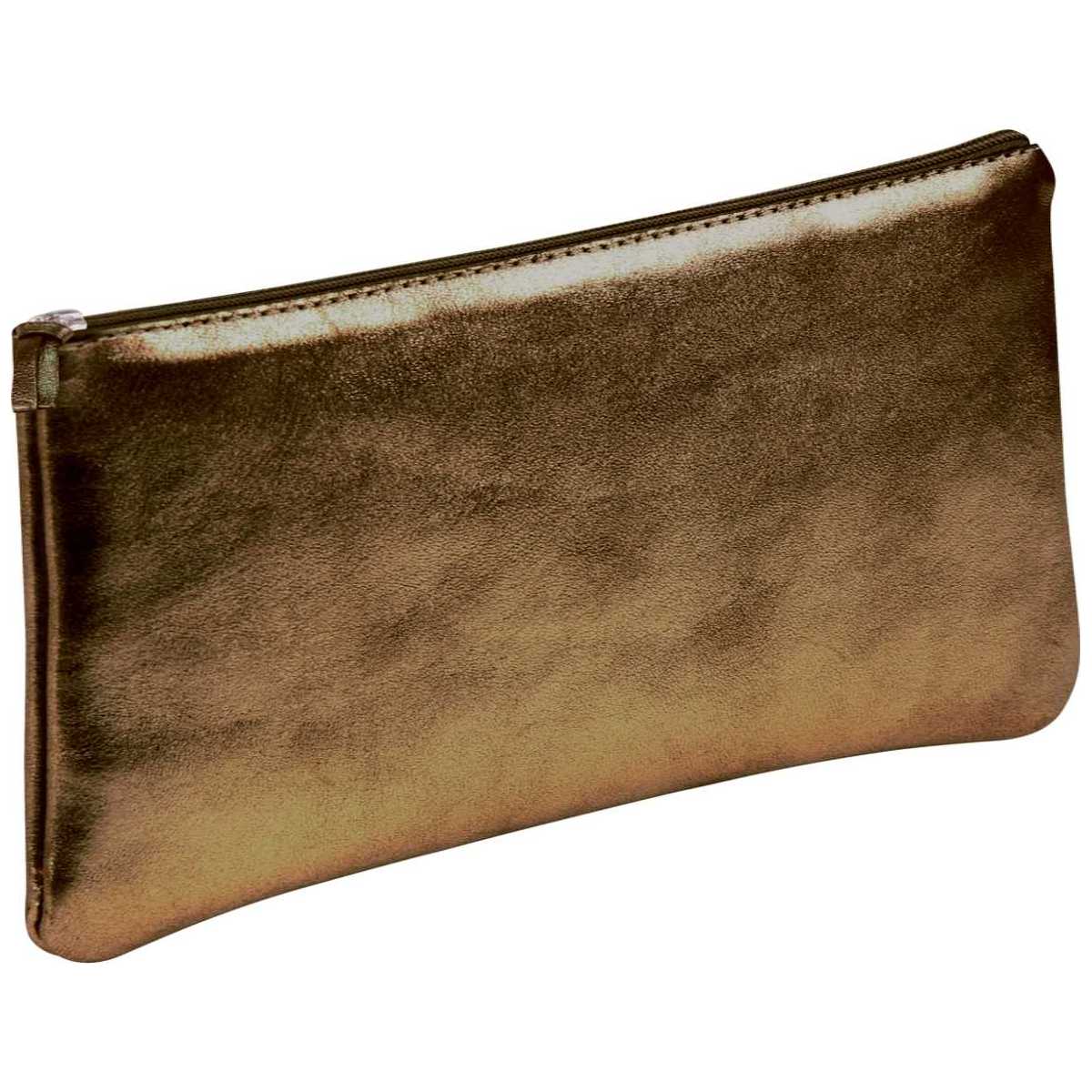 CLAIREFONTAINE Schlamperrolle flach 22 x 11cm echt Leder braun metallic