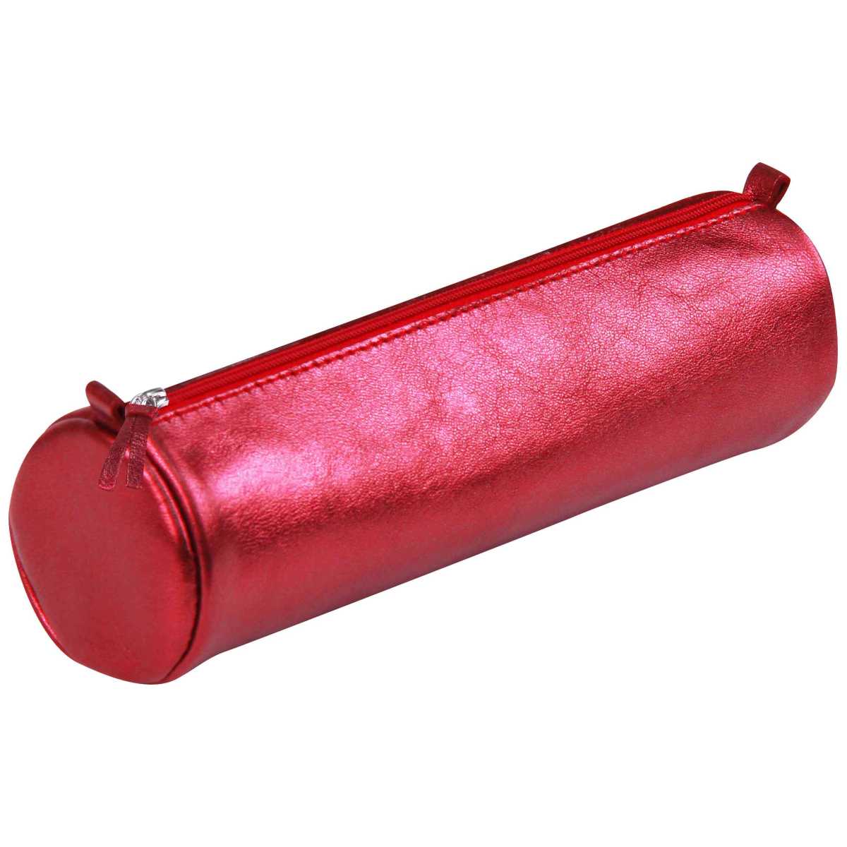 CLAIREFONTAINE Schlamperrolle rund 5,5 x 22cm echt Leder rot metallic