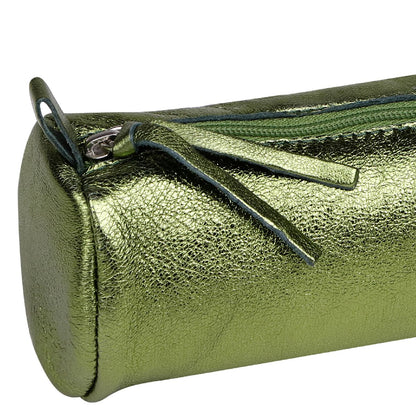 CLAIREFONTAINE Schlamperetui Leder rund 22cm grün metallic