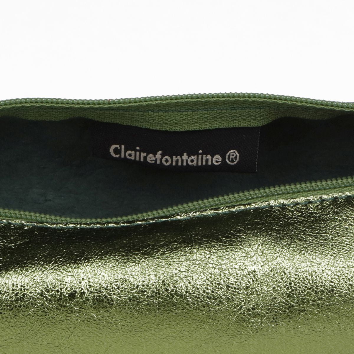 CLAIREFONTAINE Schlamperetui Leder rund 22cm grün metallic