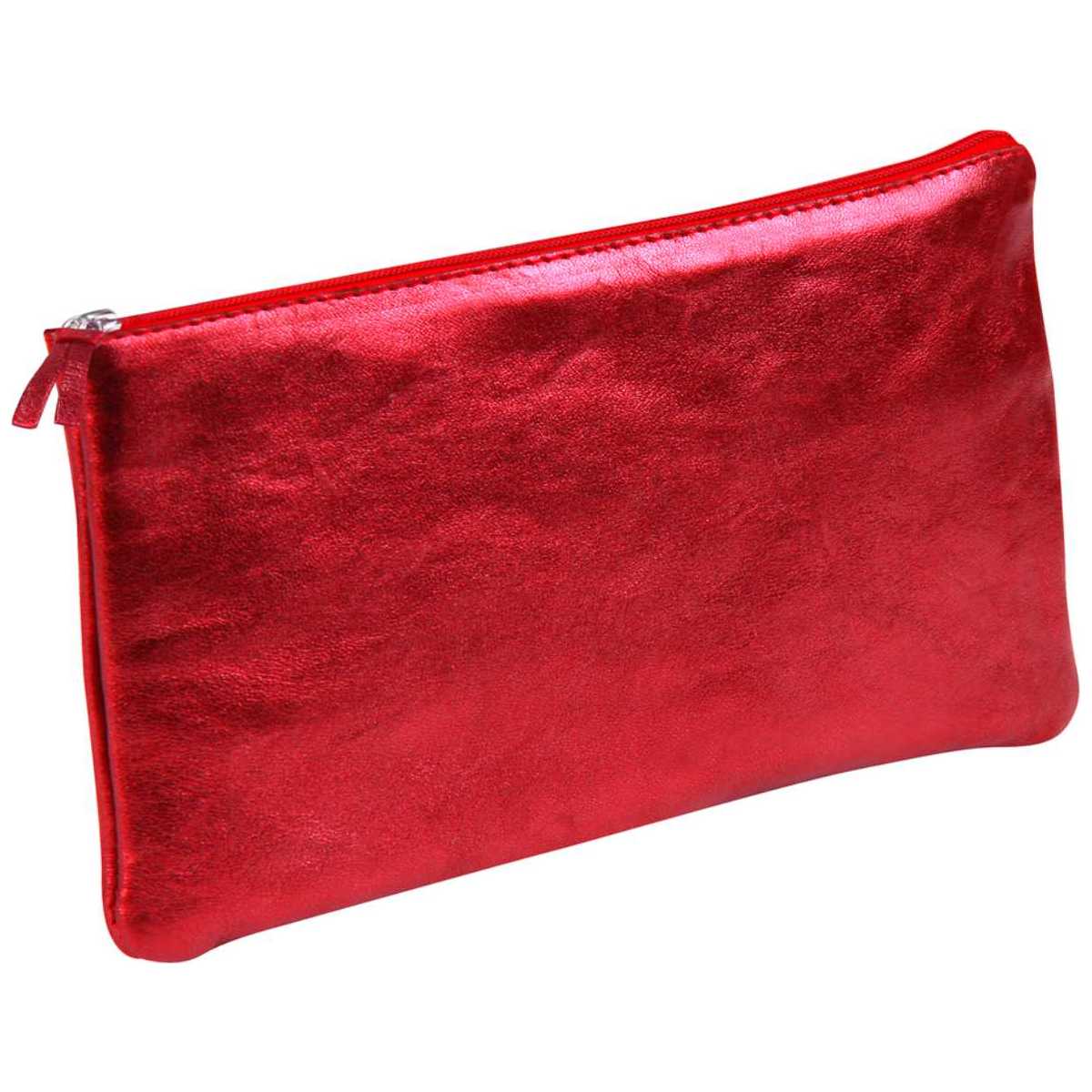 CLAIREFONTAINE Schlamperrolle flach 22 x 11cm echt Leder rot metallic