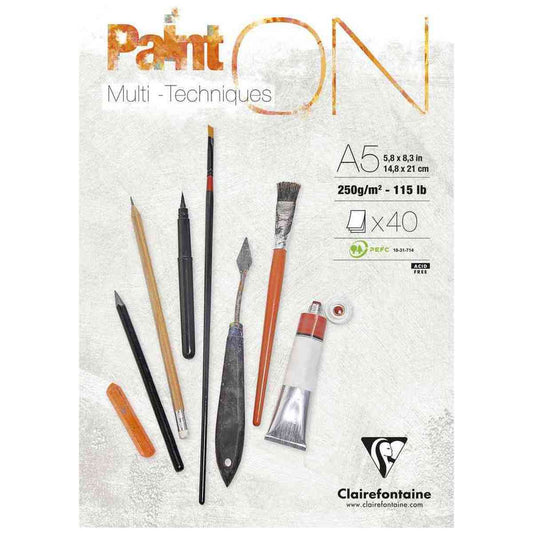 CLAIRFONTAINE Zeichenblock A5 Paint On Multi Öl Acryl Aquarell 250g 40 Blatt