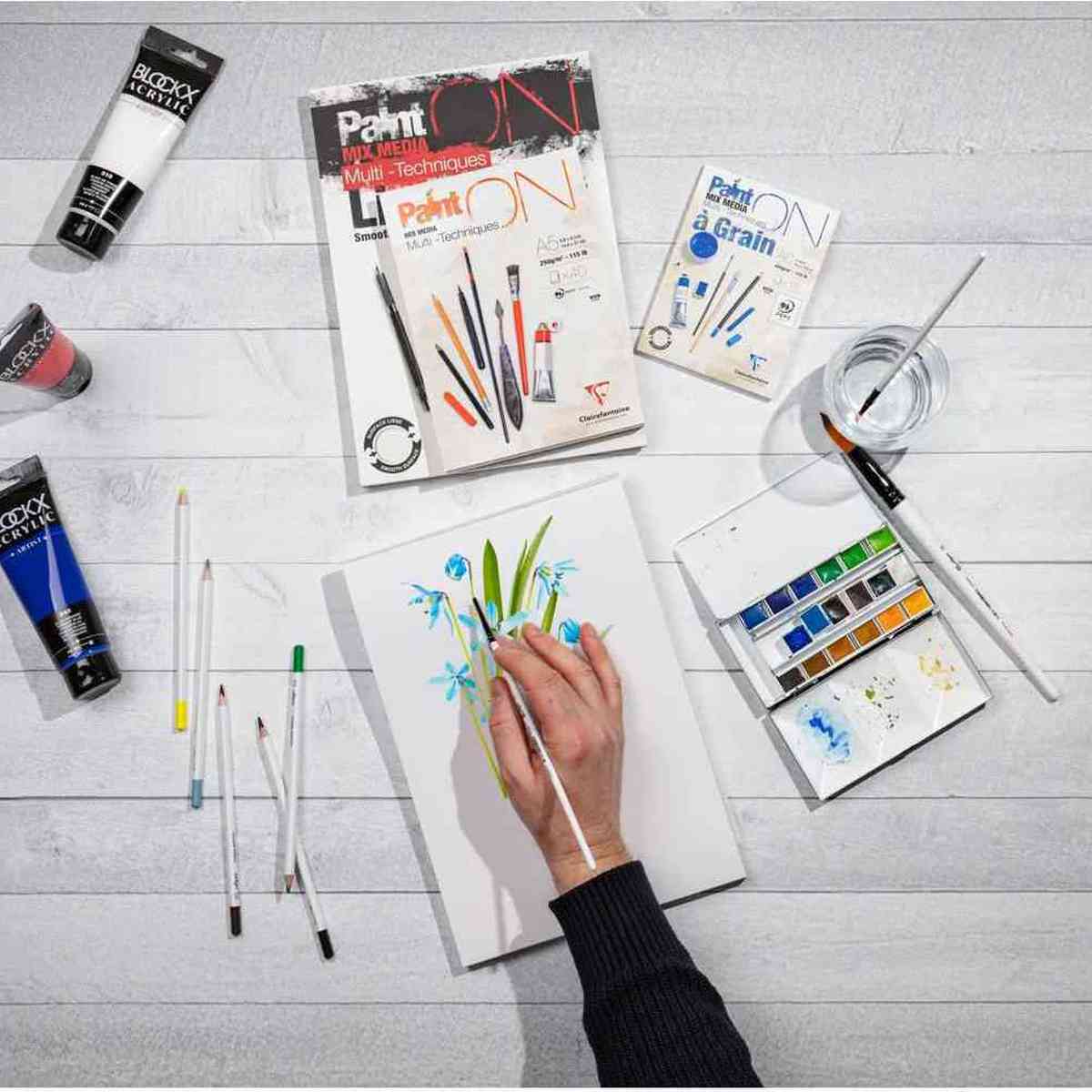 CLAIRFONTAINE Zeichenblock A5 Paint On Multi Öl Acryl Aquarell 250g 40 Blatt