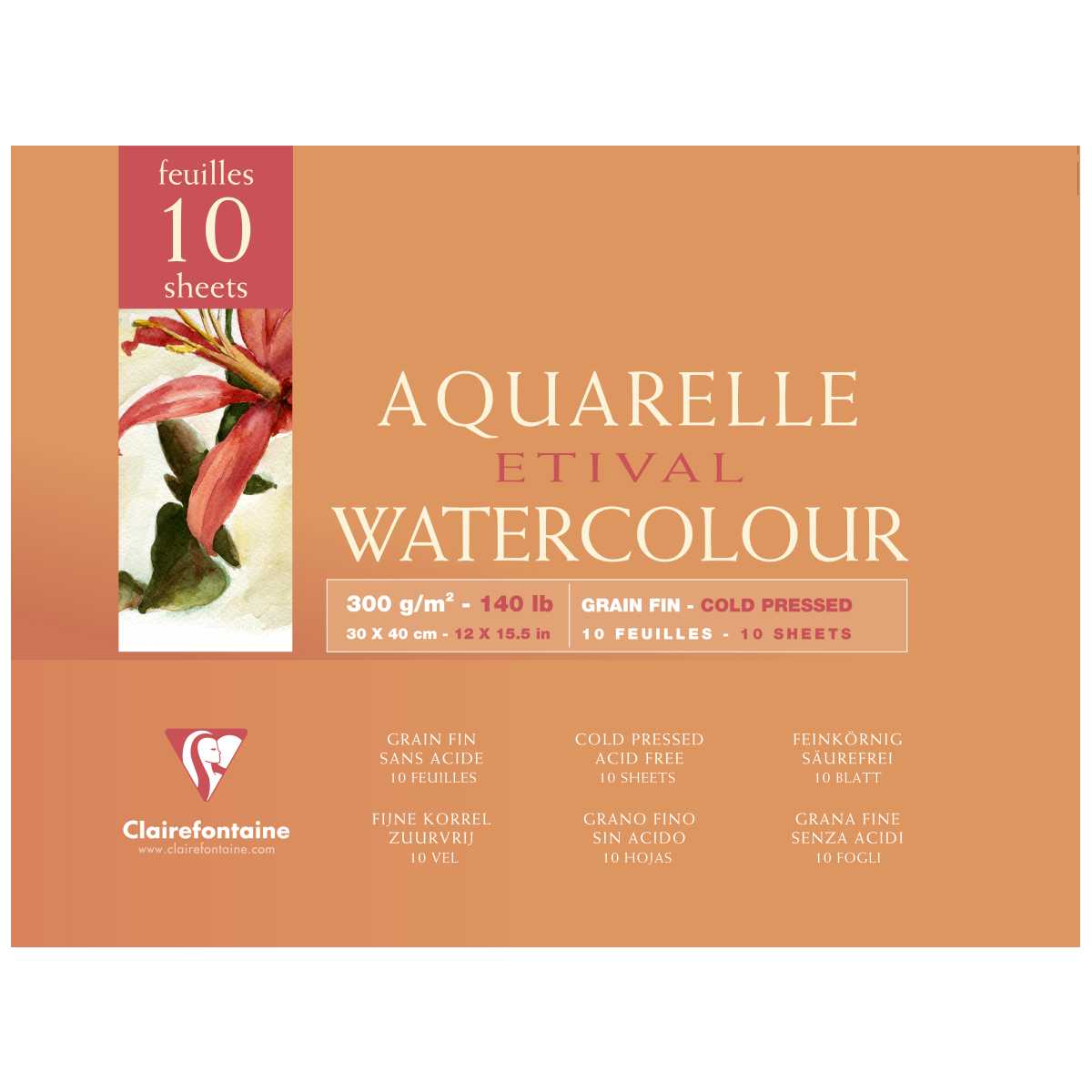 CLAIRFONTAINE Aquarellblock ETIVAL 30x40cm 300g matt 10 Blatt