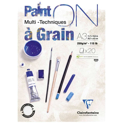 CLAIRFONTAINE Zeichenblock A3 Paint On Grain / gekörnt 250g 20 Blatt