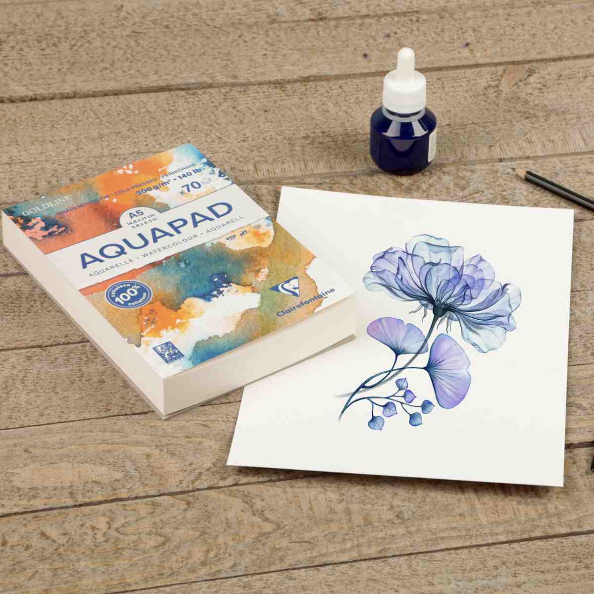 CLAIREFONTAINE Aquarellblock JUMBO Aquapad A6 300g mittel 50 Blatt