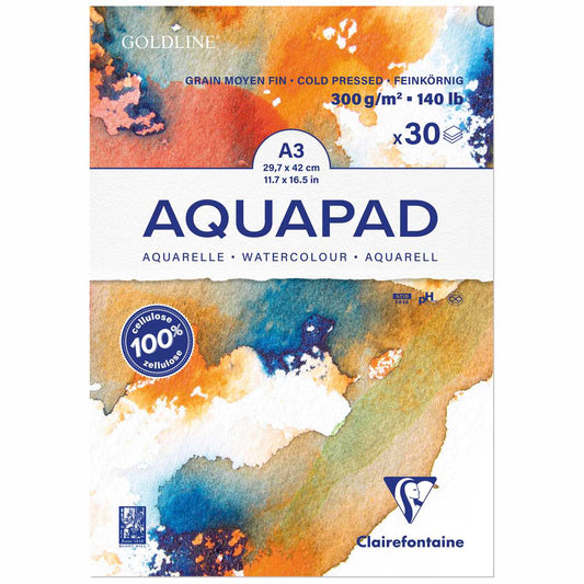 CLAIREFONTAINE Aquarellblock JUMBO Aquapad A3 300g mittel 30 Blatt