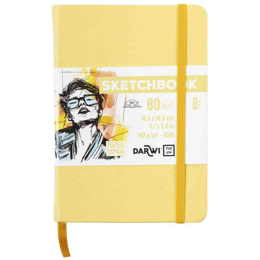 DARWI Skizzenbuch mit Gummizug A6 80 Blatt 140g hellgelb