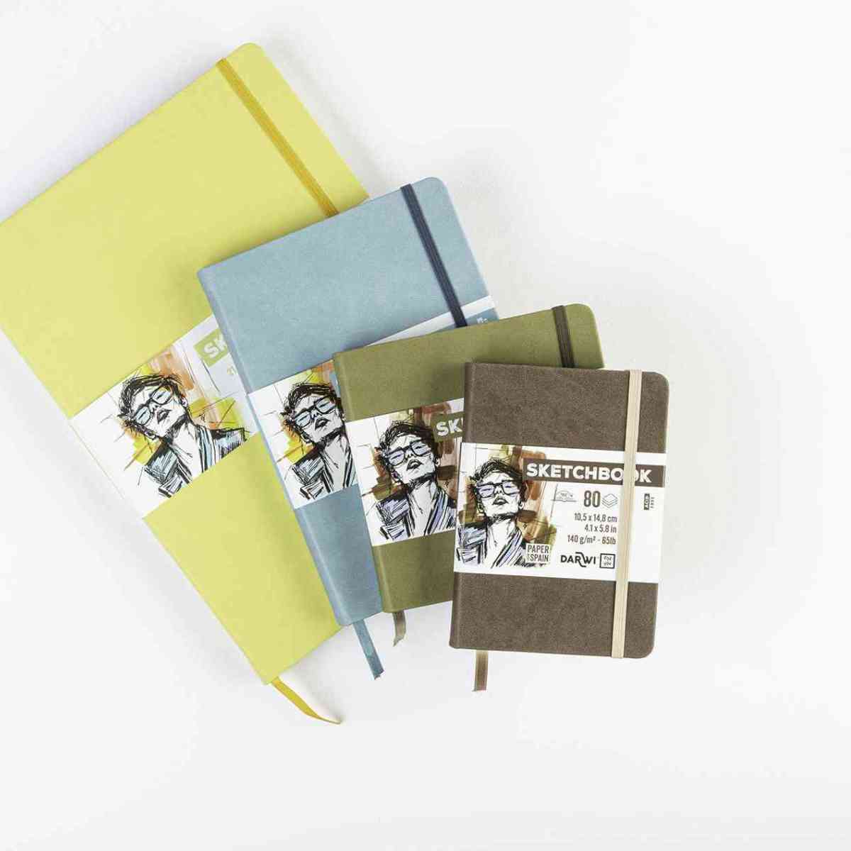 DARWI Skizzenbuch mit Gummizug A6 80 Blatt 140g hellgelb