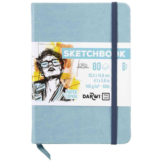 DARWI Skizzenbuch mit Gummizug A6 80 Blatt 140g hellblau