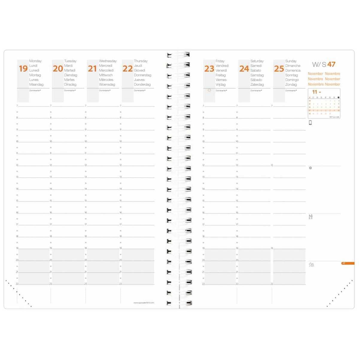 QUO VADIS Spiralkalender 2027 Time & LIFE Pocket A6 10x15cm 1Woche = 1 Seite