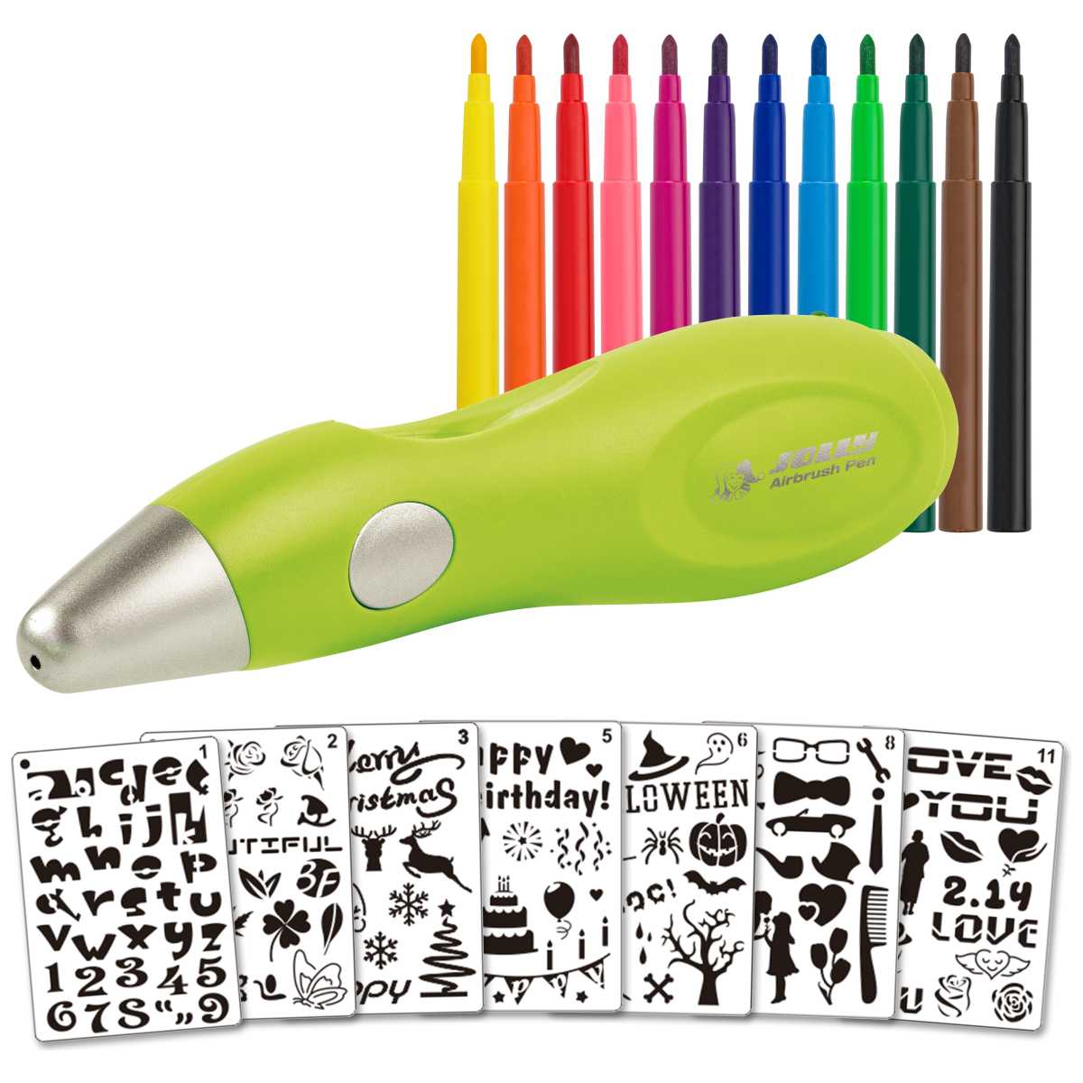JOLLY Airbrush Fun Starter Set 21-teilig, 12 Farben + Zubehör