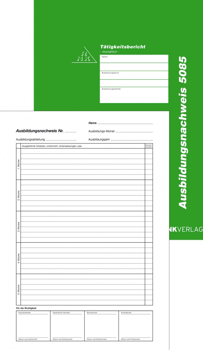 Rnk Berichtsheft 5085 A4 24 Blatt Monatlich Berichtsheft Blätter